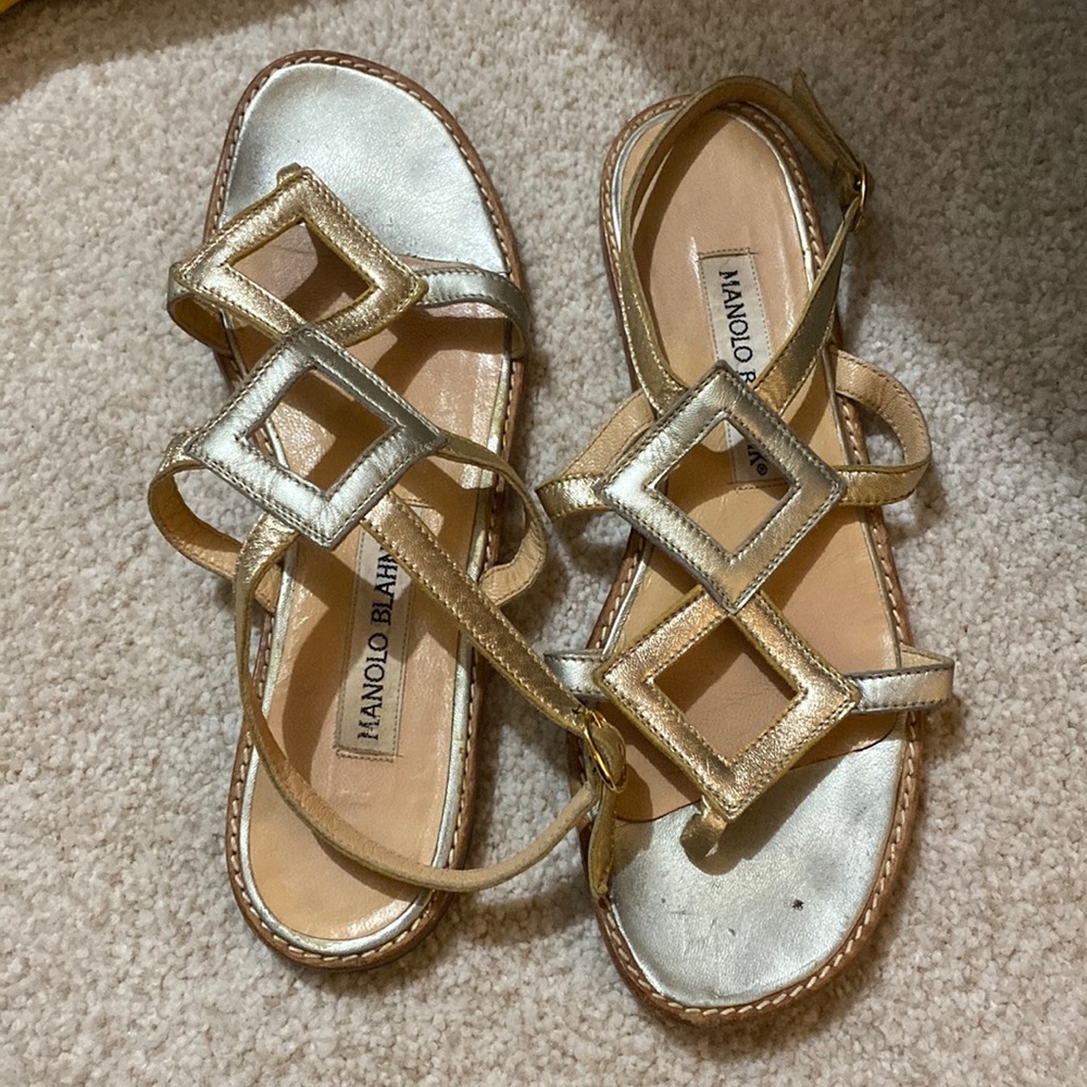 Manolo blahnik gold sandals